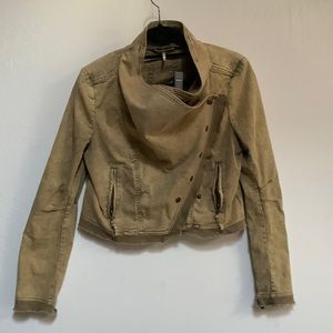 Free People drape jacket with buttons and raw fabric hem